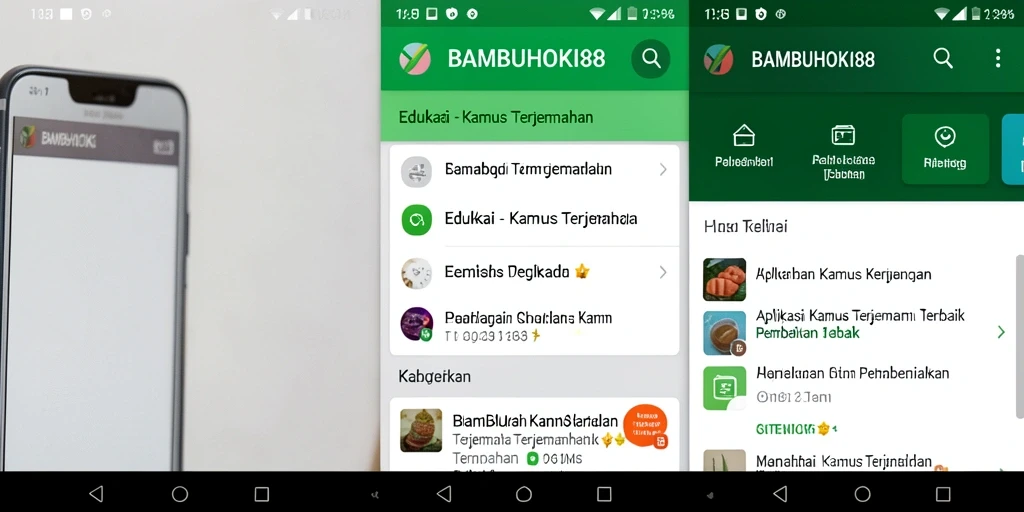 Tampilan antarmuka yang intuitif dari BAMBUHOKI88 untuk Kamus Terjemahan.