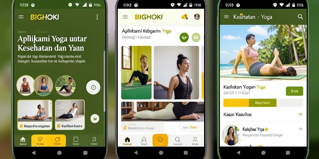 Tampilan antarmuka intuitif BIGHOKI untuk kelas Yoga.