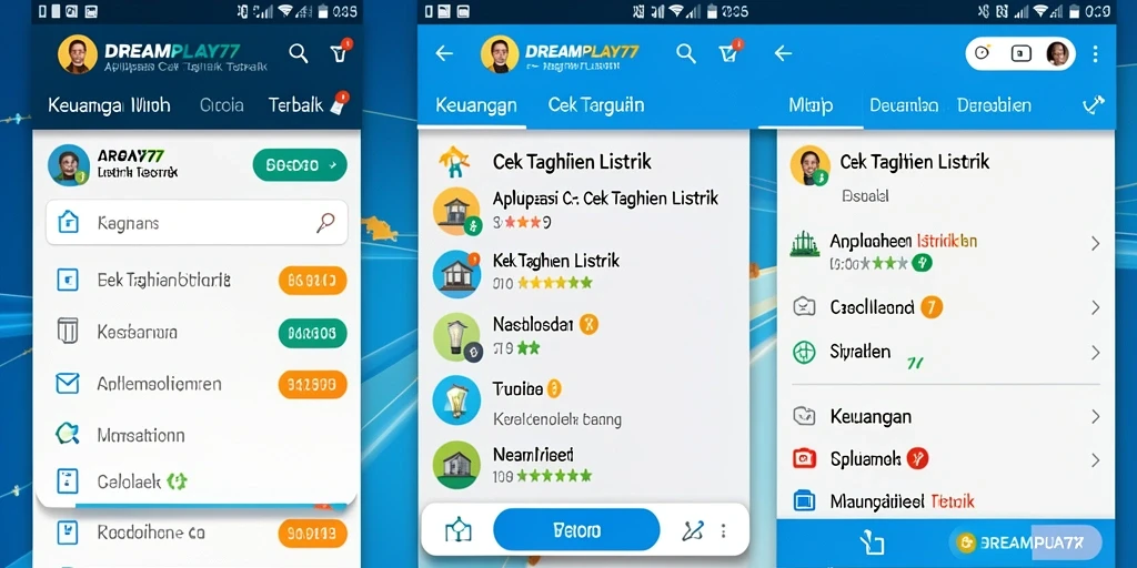 Tampilan antarmuka utama aplikasi Cek Tagihan Listrik DREAMPLAY77.