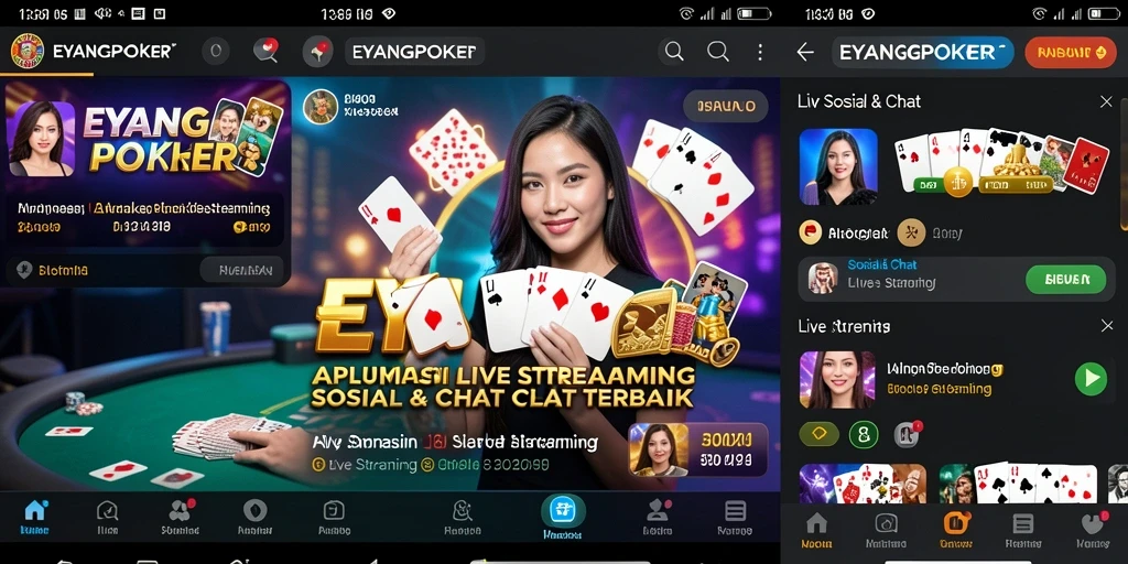 Tampilan aplikasi EYANGPOKER yang mengasyikkan untuk Live Streaming.