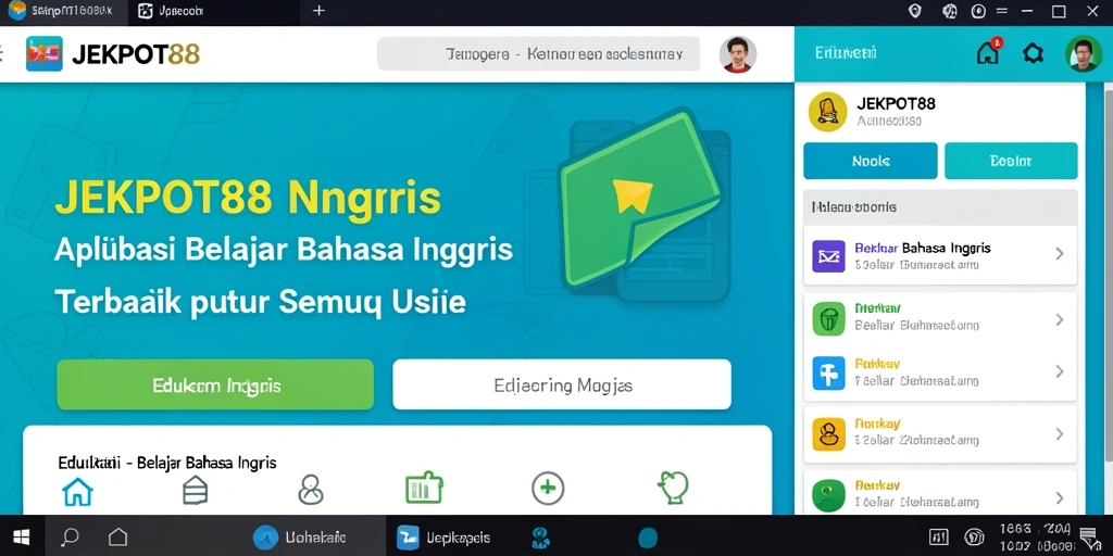 Tampilan antarmuka aplikasi JEKPOT88 untuk Belajar Bahasa Inggris.