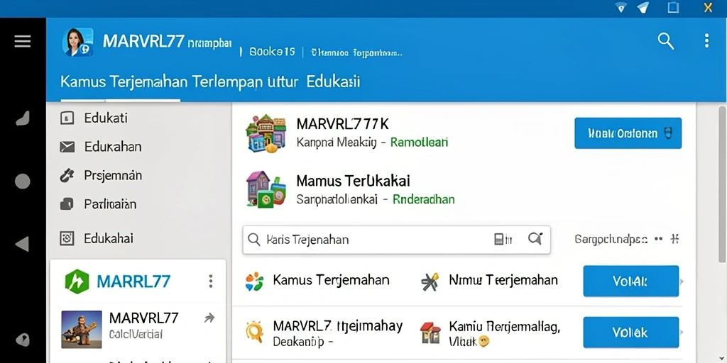 Antarmuka sederhana dan fungsional dari aplikasi Kamus Terjemahan MARVRL77.
