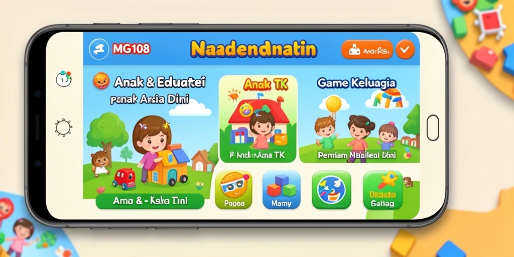 Tampilan antarmuka interaktif MG108 untuk permainan edukatif anak.