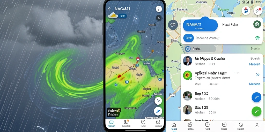 Antarmuka aplikasi NAGA11 yang menampilkan fitur Radar Hujan secara jelas.