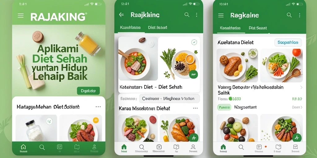 Antarmuka RAJAKING yang user-friendly dengan fitur Diet Sehat.