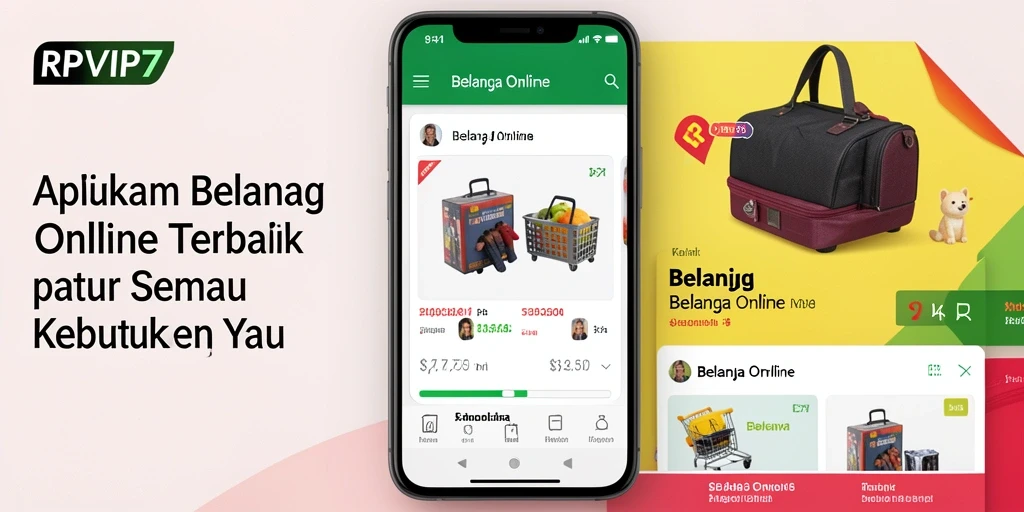 Screenshot aplikasi RPVIP7 menunjukkan fitur belanja online yang intuitif.