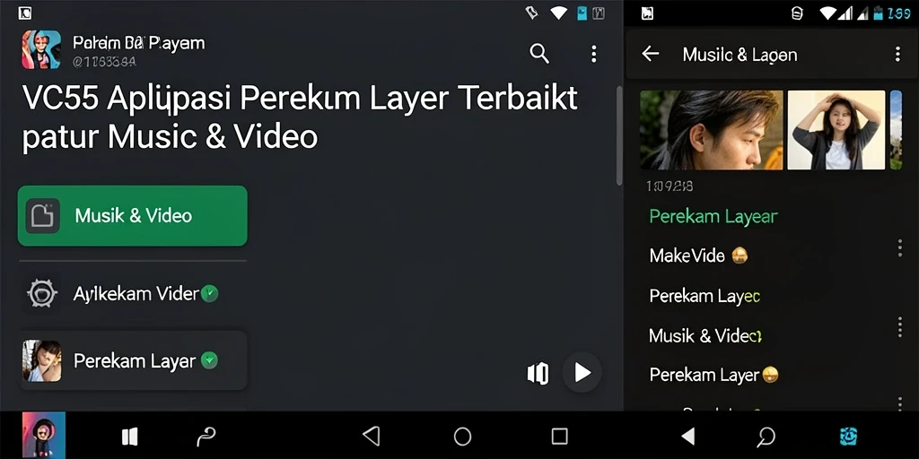 Antarmuka VC55 yang intuitif dan mudah digunakan untuk Perekaman Layar.